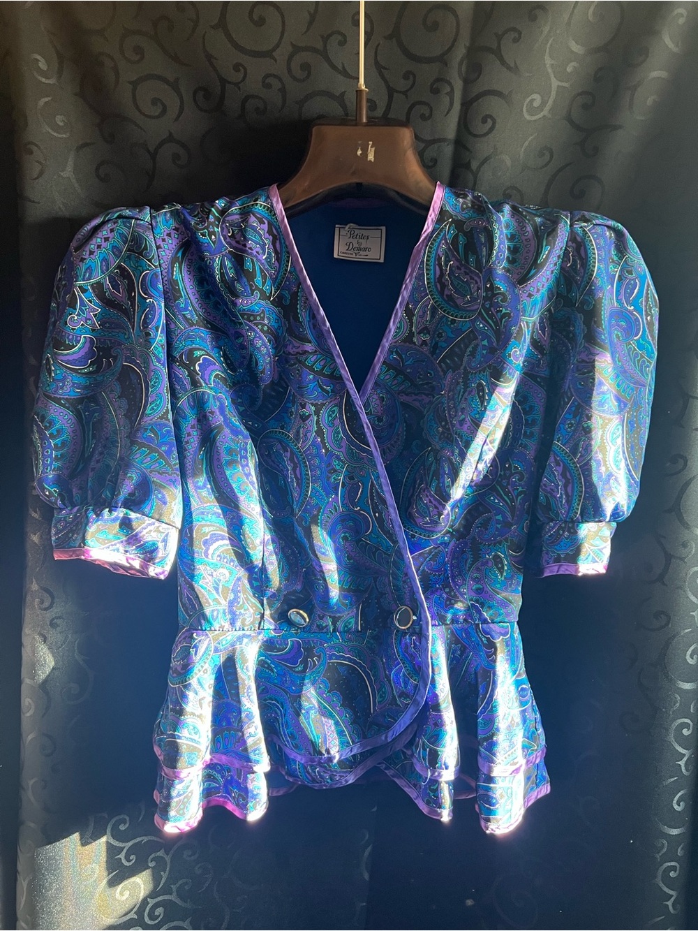 Vintage Peplum Paisley Jacket 80s S-M